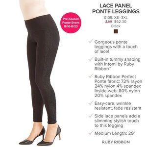 🔥Lace Panel Ruby Ribbon Leggings